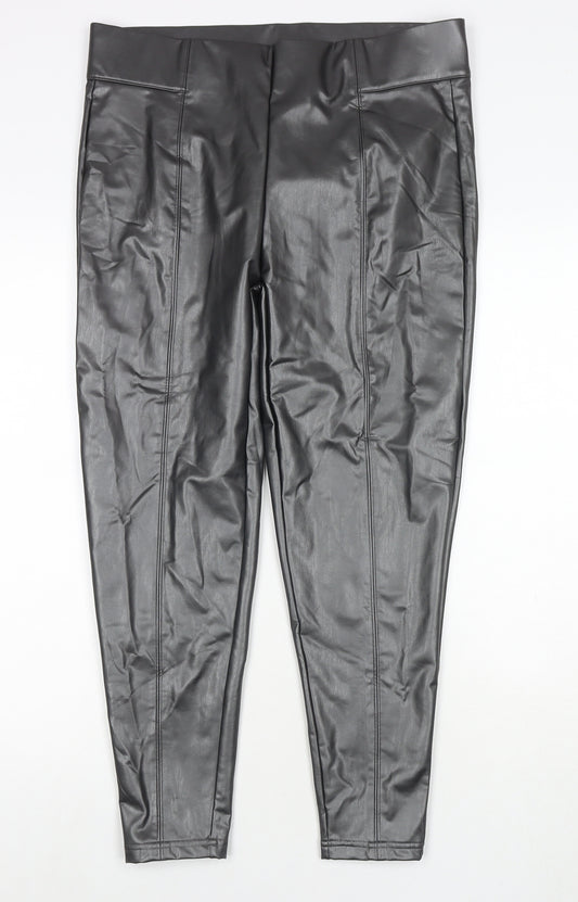 Marks and Spencer Womens Black Polyester Pedal Pusher Trousers Size 16 L27 in Regular