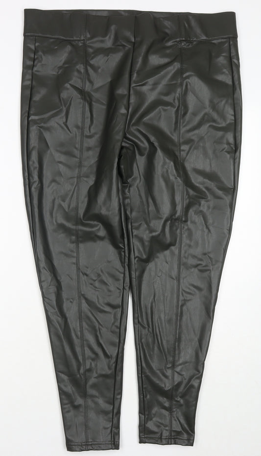 Marks and Spencer Womens Black Polyester Pedal Pusher Trousers Size 20 L27 in Regular