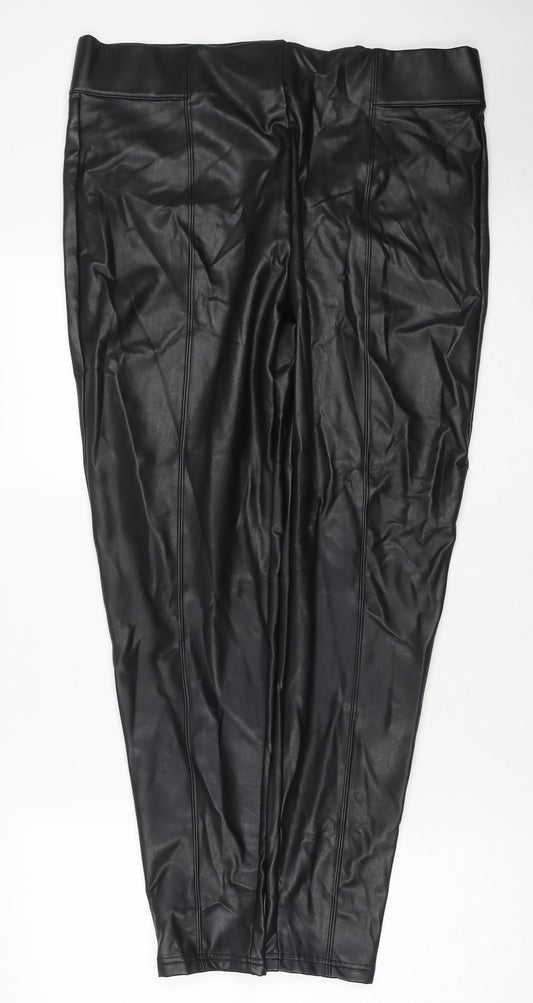 Marks and Spencer Womens Black Polyester Pedal Pusher Trousers Size 18 L28 in Regular