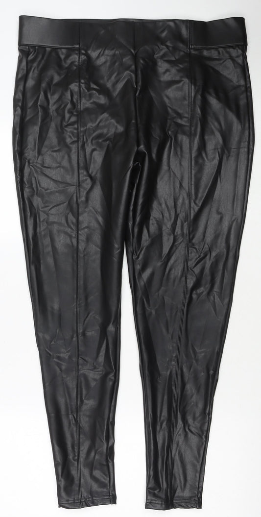 Marks and Spencer Womens Black Polyester Pedal Pusher Trousers Size 20 L29 in Regular