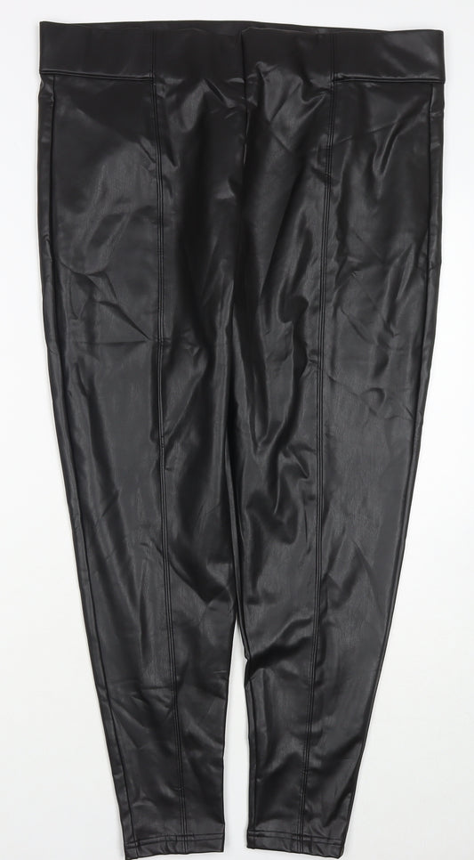 Marks and Spencer Womens Black Polyester Pedal Pusher Trousers Size 18 L26 in Regular