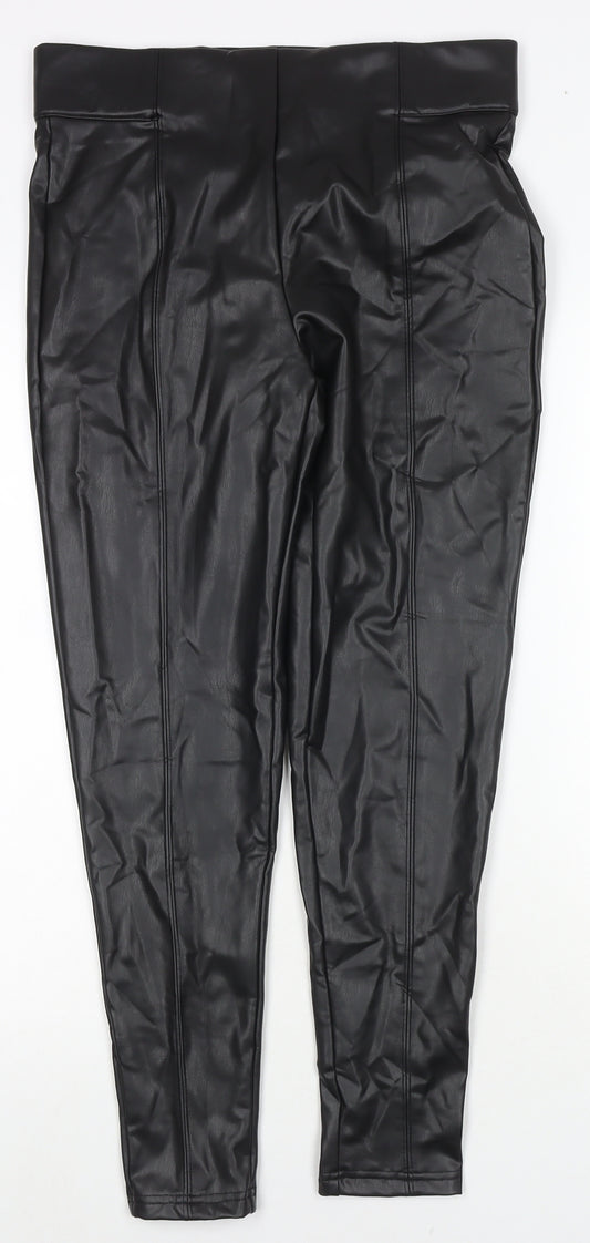 Marks and Spencer Womens Black Polyester Pedal Pusher Trousers Size 14 L26 in Regular