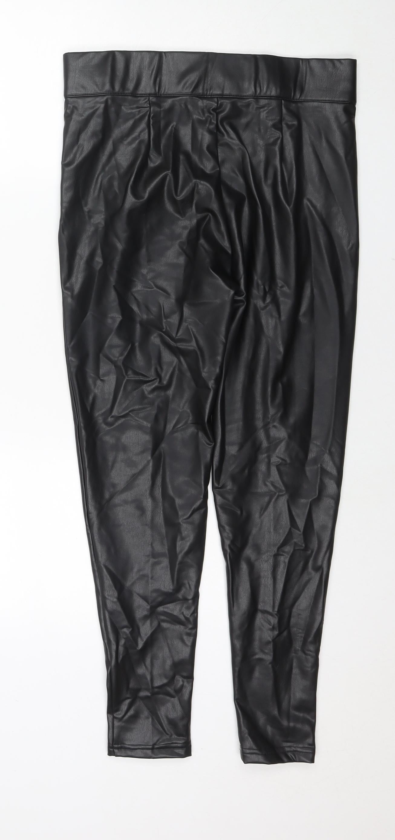 Marks and Spencer Womens Black Polyester Pedal Pusher Trousers Size 14 L26 in Regular