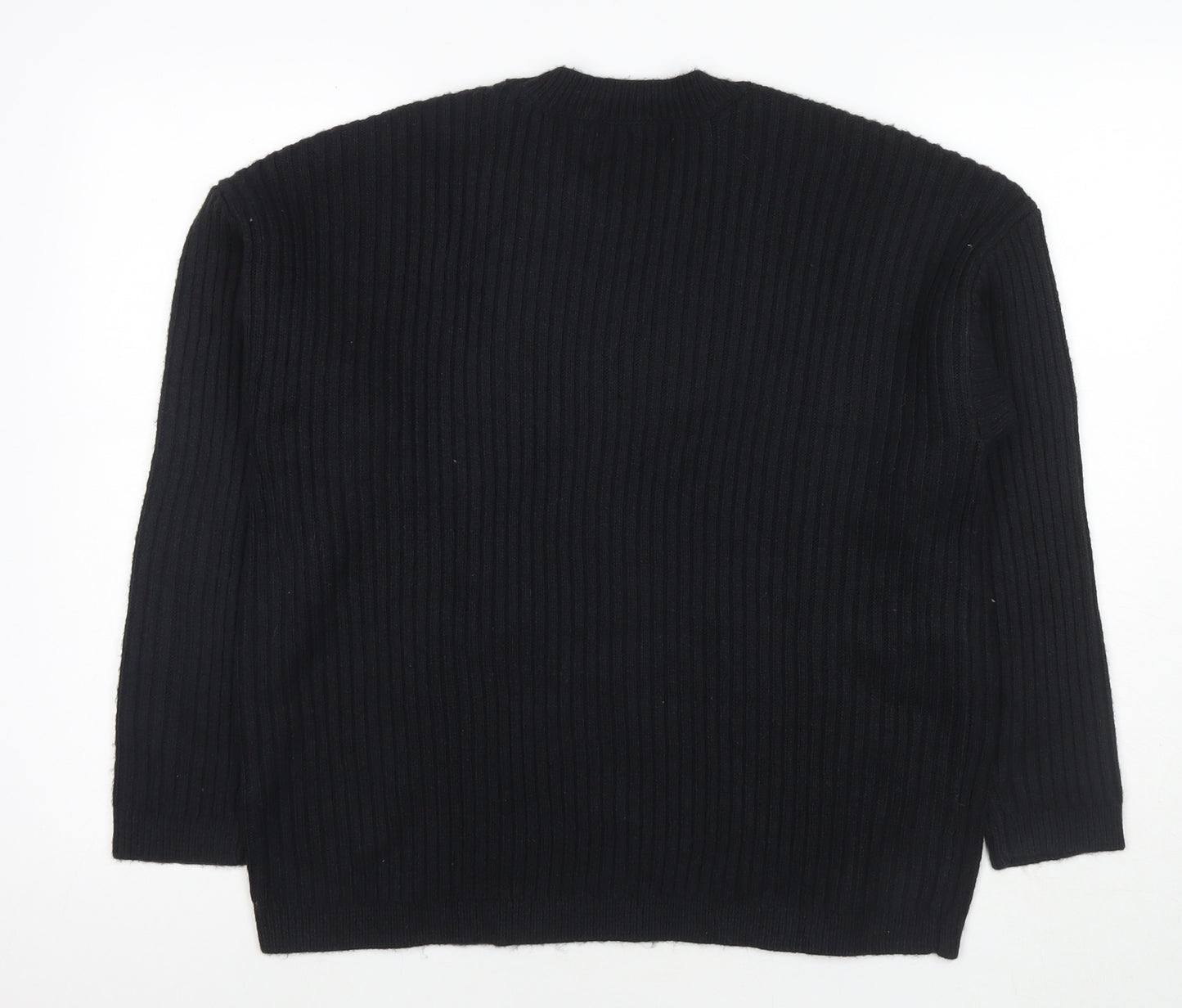 Marks and Spencer Womens Black Round Neck Polyester Pullover Jumper Size L