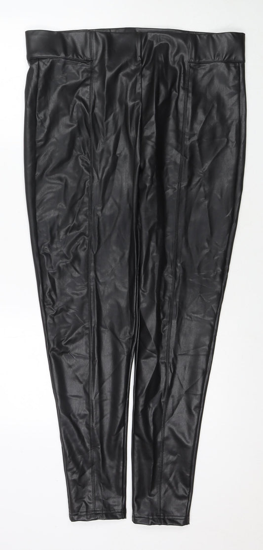 Marks and Spencer Womens Black Polyester Pedal Pusher Trousers Size 18 L27 in Regular