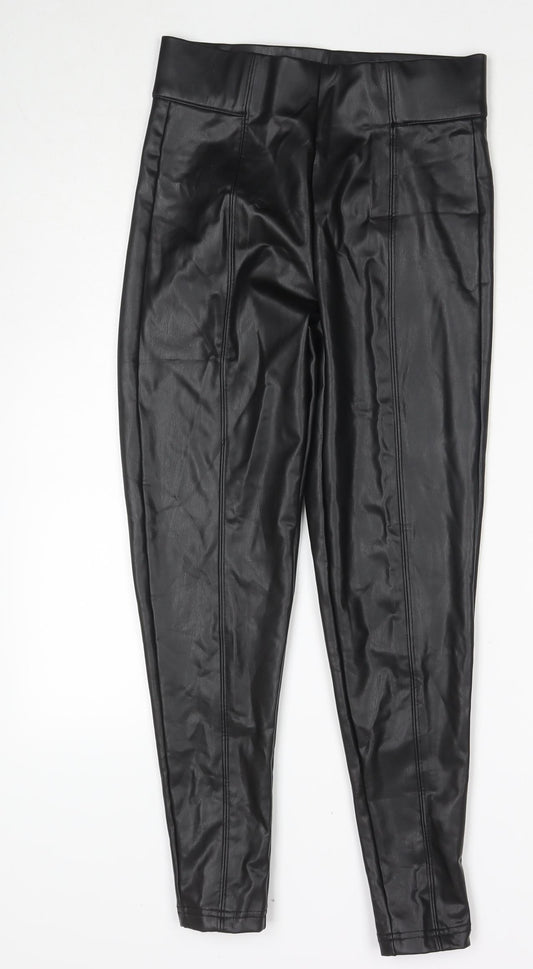 Marks and Spencer Womens Black Polyester Pedal Pusher Trousers Size 8 L25 in Regular