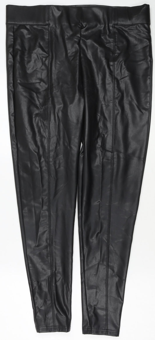 Marks and Spencer Womens Black Polyester Pedal Pusher Trousers Size 18 L29 in Regular