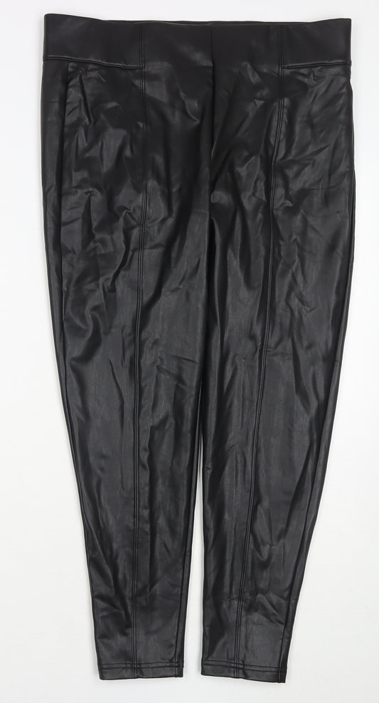 Marks and Spencer Womens Black Polyester Pedal Pusher Trousers Size 16 L24 in Regular