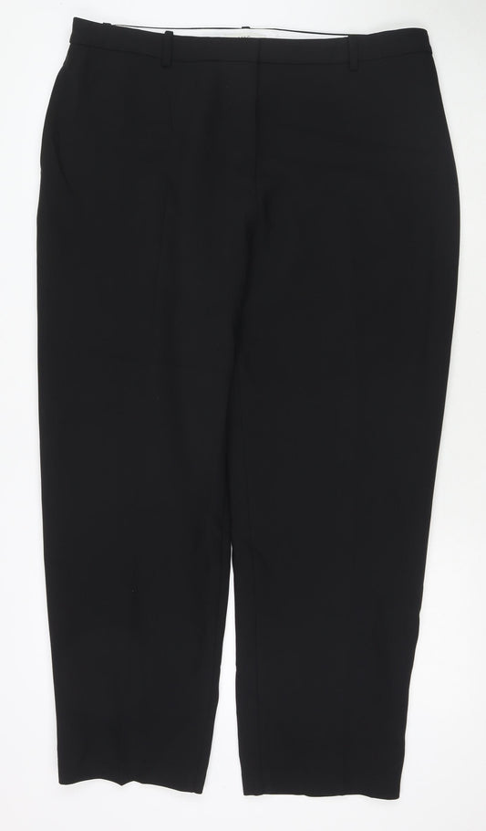 Marks and Spencer Womens Black Polyester Trousers Size 20 L29 in Regular Zip