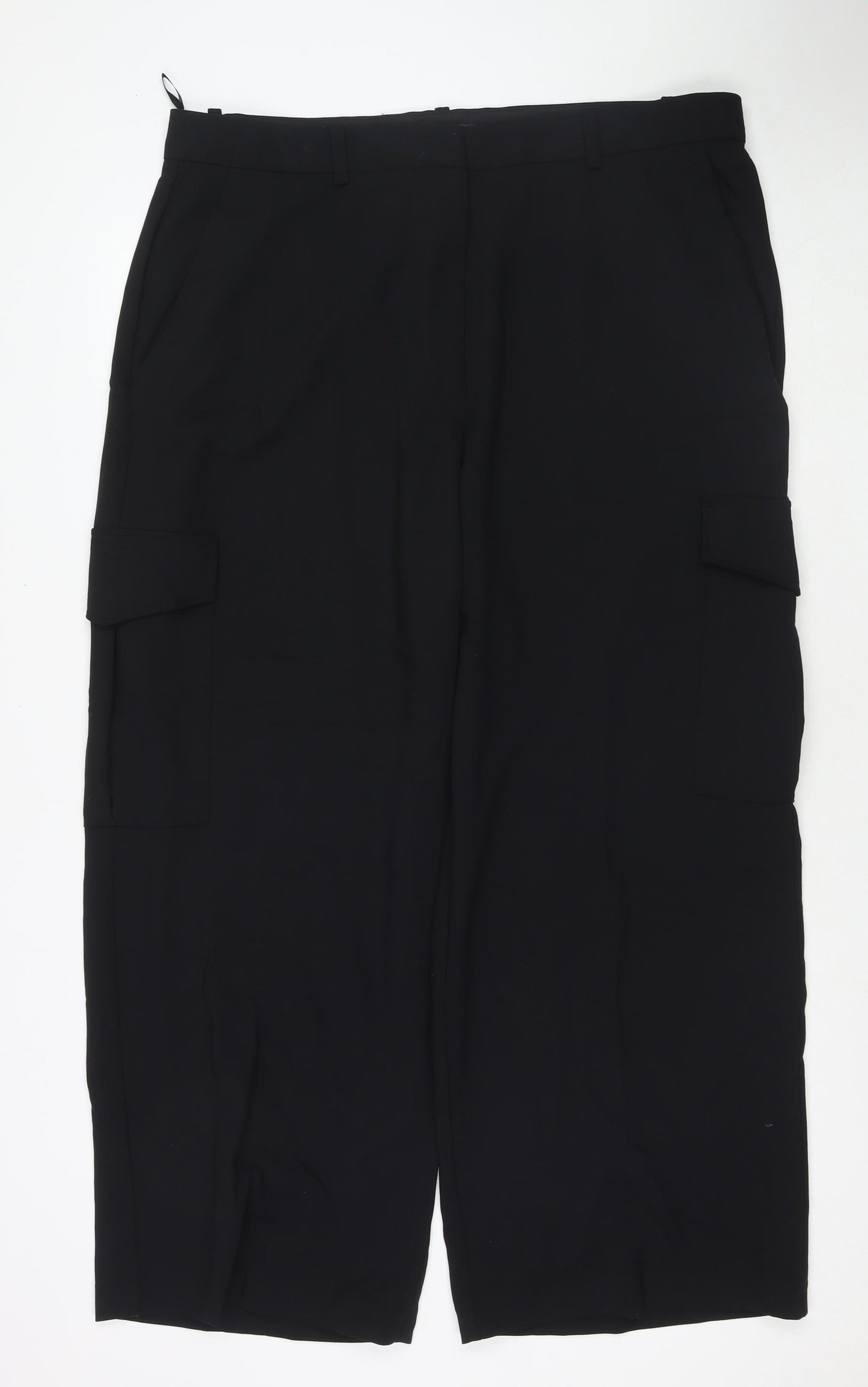 Marks and Spencer Womens Black Polyester Cargo Trousers Size 20 L29 in Regular Zip