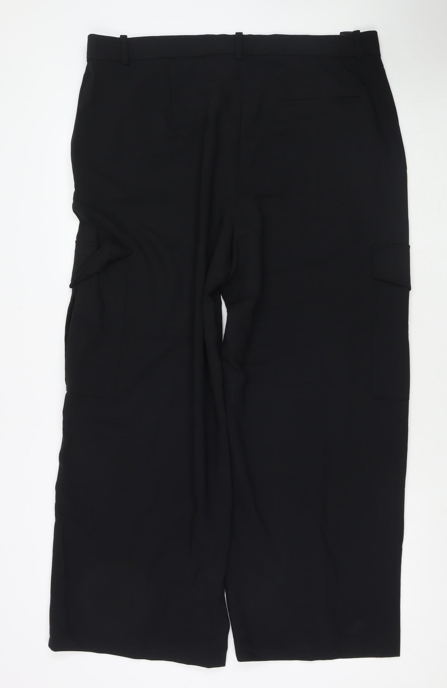 Marks and Spencer Womens Black Polyester Cargo Trousers Size 20 L29 in Regular Zip