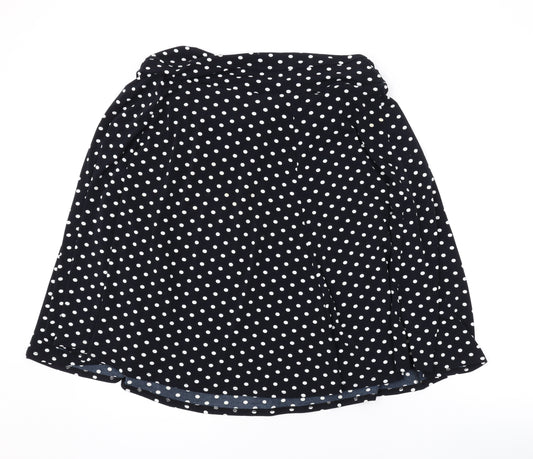 Marks and Spencer Womens Black Polka Dot Polyester Skater Skirt Size 18