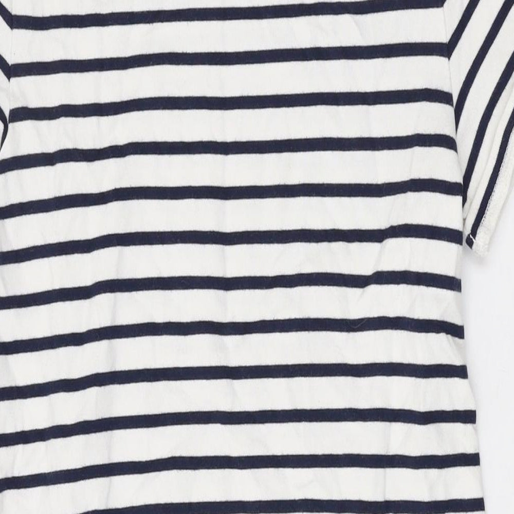 Joules Womens White Striped Cotton Jumper Dress Size 10 Round Neck Pullover