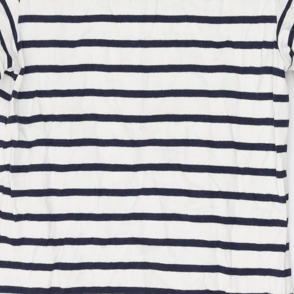 Joules Womens White Striped Cotton Jumper Dress Size 10 Round Neck Pullover