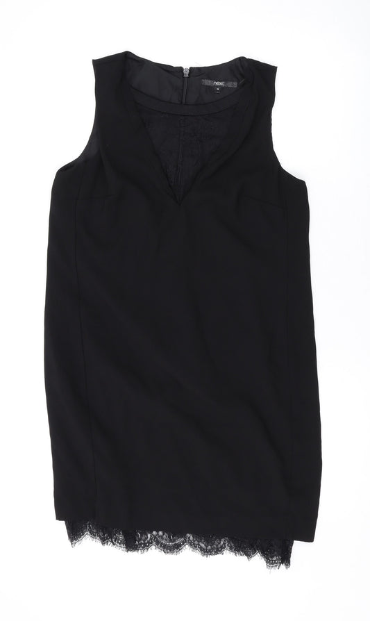 NEXT Womens Black Polyester Tank Dress Size 10 Round Neck Zip