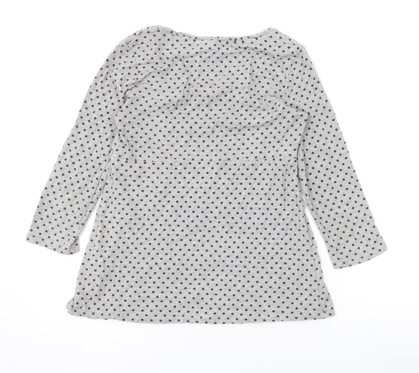 Boden Womens Grey Polka Dot Cotton Basic T-Shirt Size 10 Scoop Neck