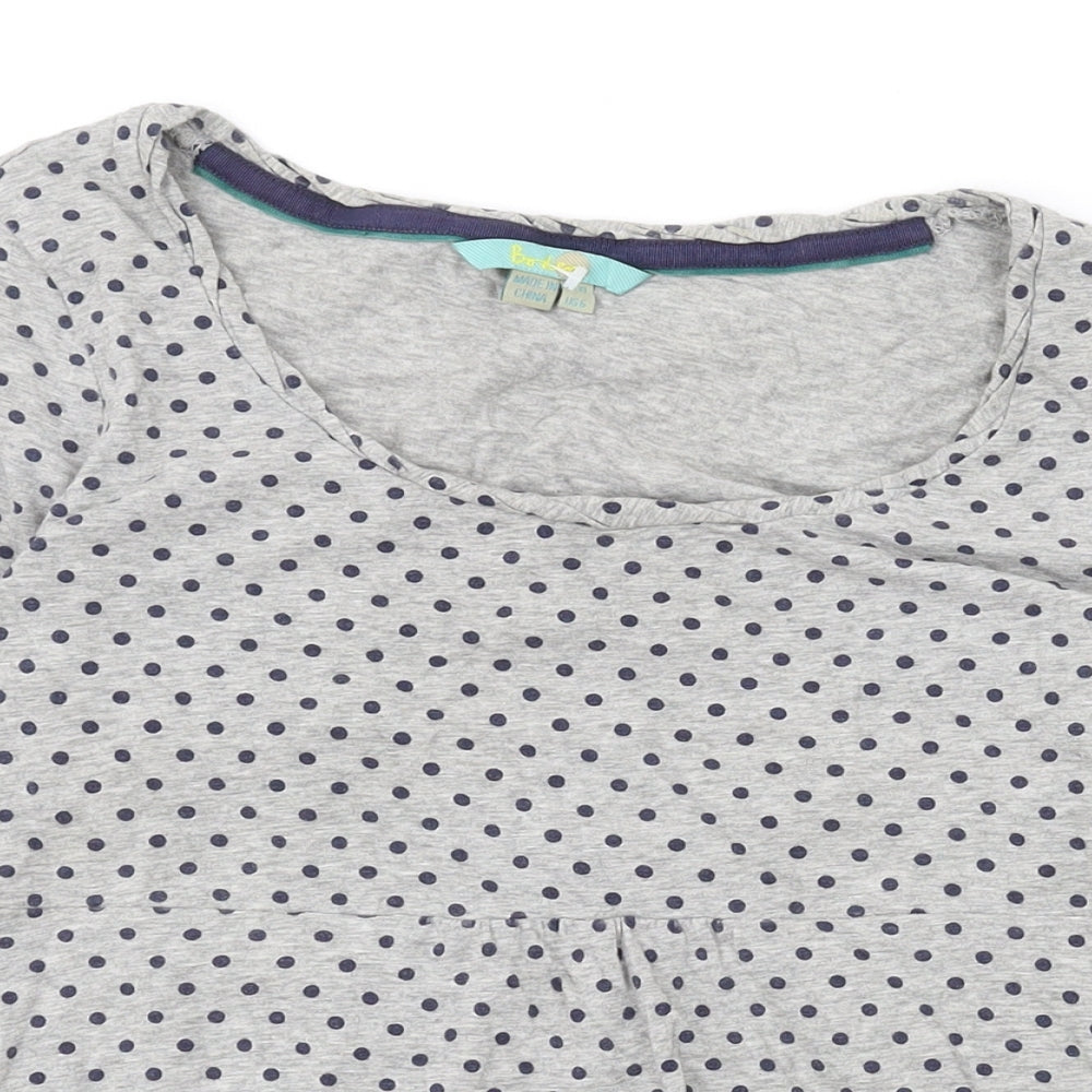 Boden Womens Grey Polka Dot Cotton Basic T-Shirt Size 10 Scoop Neck