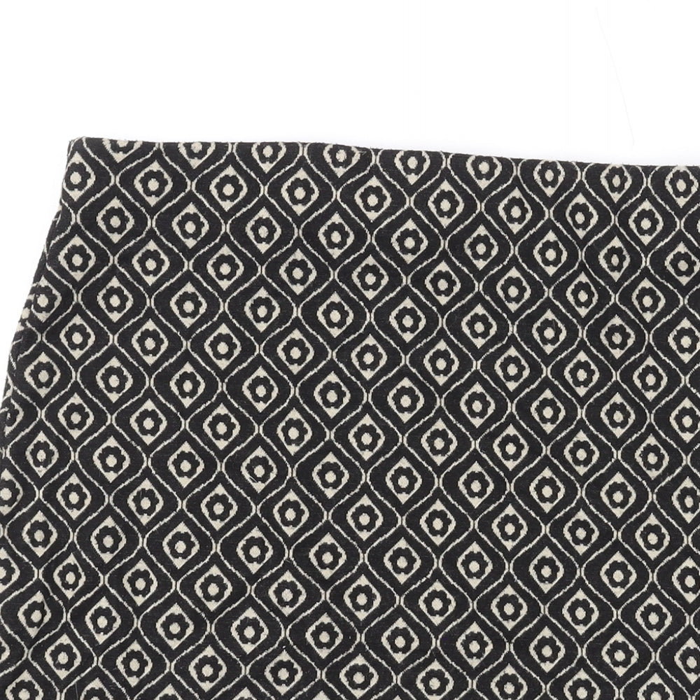 New Look Womens Black Geometric Polyester Mini Skirt Size 10