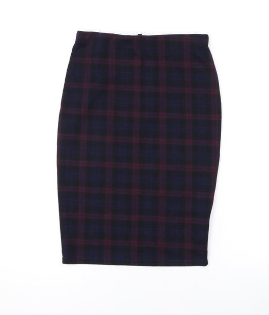 New Look Womens Blue Plaid Polyester Straight & Pencil Skirt Size 12