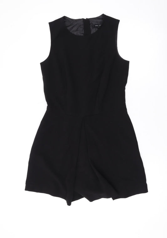 New Look Womens Black Polyester Playsuit One-Piece Size 8 Zip