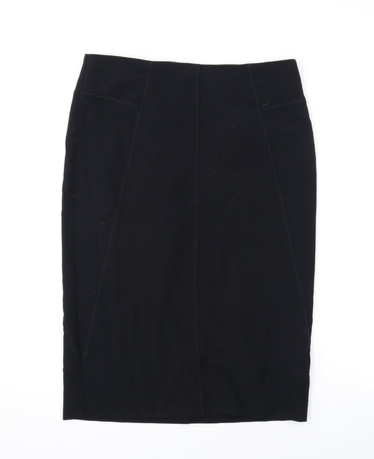 Marks and Spencer Womens Black Polyester Straight & Pencil Skirt Size 12 Zip