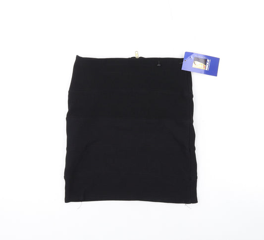 Kikka Womens Black Polyester Mini Skirt Size 8 Zip