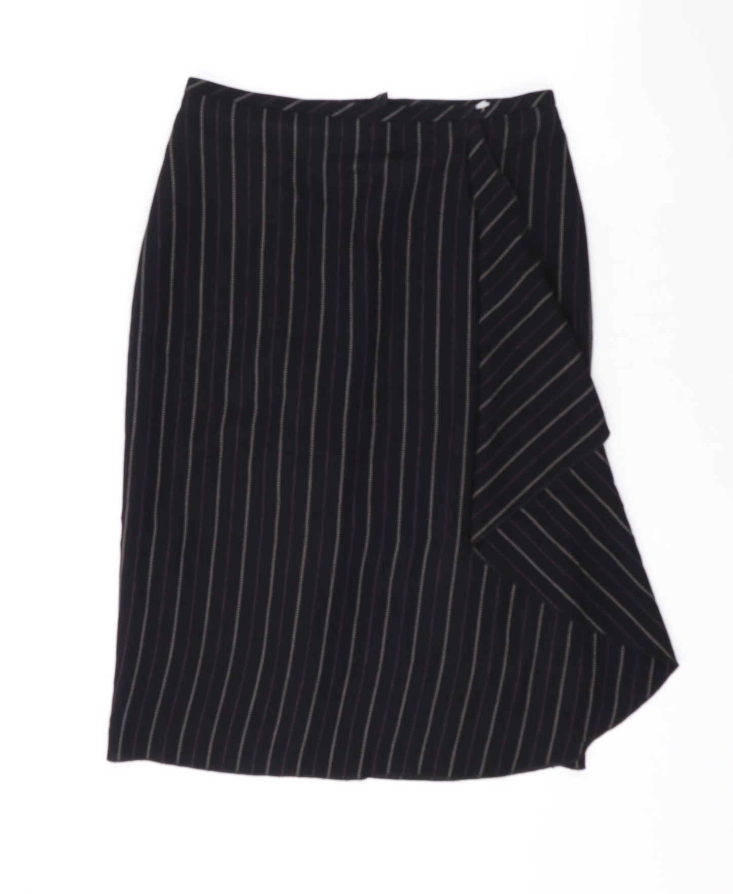 NEXT Womens Black Striped Polyester A-Line Skirt Size 10 Zip