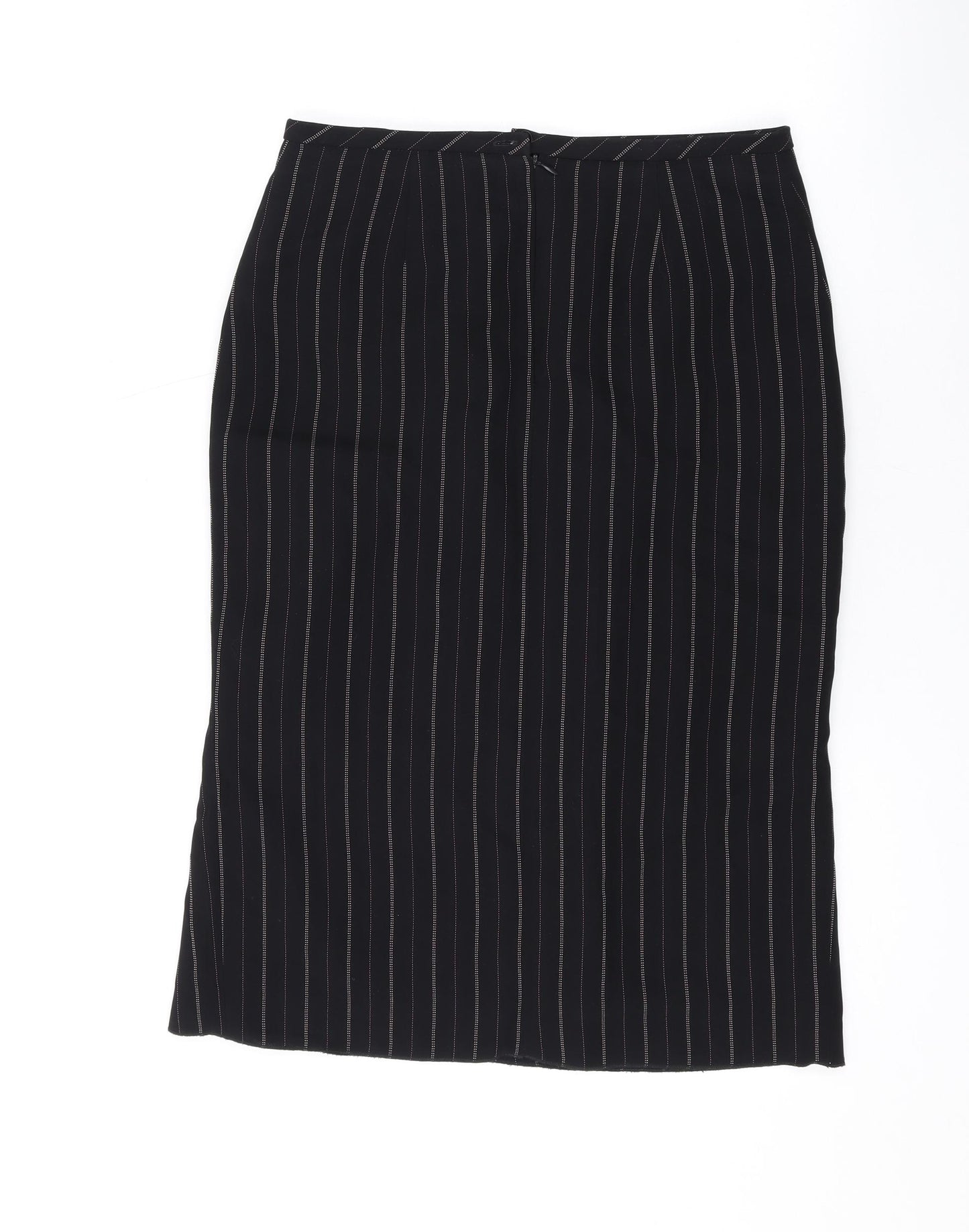 NEXT Womens Black Striped Polyester A-Line Skirt Size 10 Zip