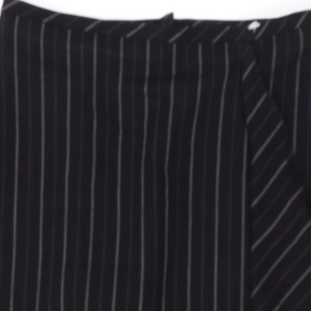 NEXT Womens Black Striped Polyester A-Line Skirt Size 10 Zip