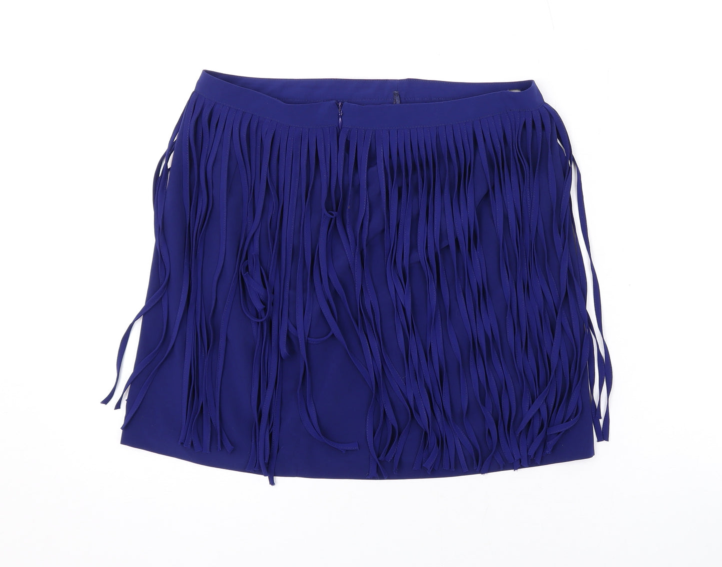 Zara Womens Blue Polyester Mini Skirt Size S Zip