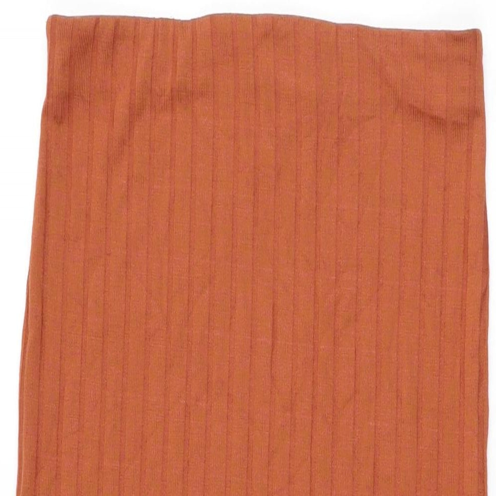 Topshop Womens Orange Polyester Straight & Pencil Skirt Size 12