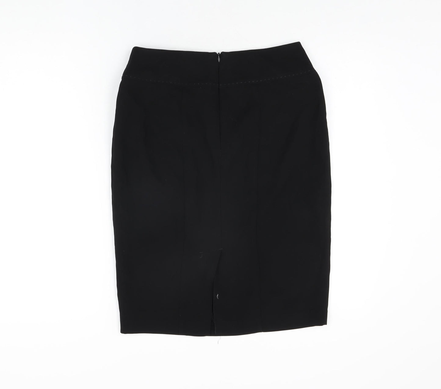 Marks and Spencer Womens Black Polyester Straight & Pencil Skirt Size 10 Zip