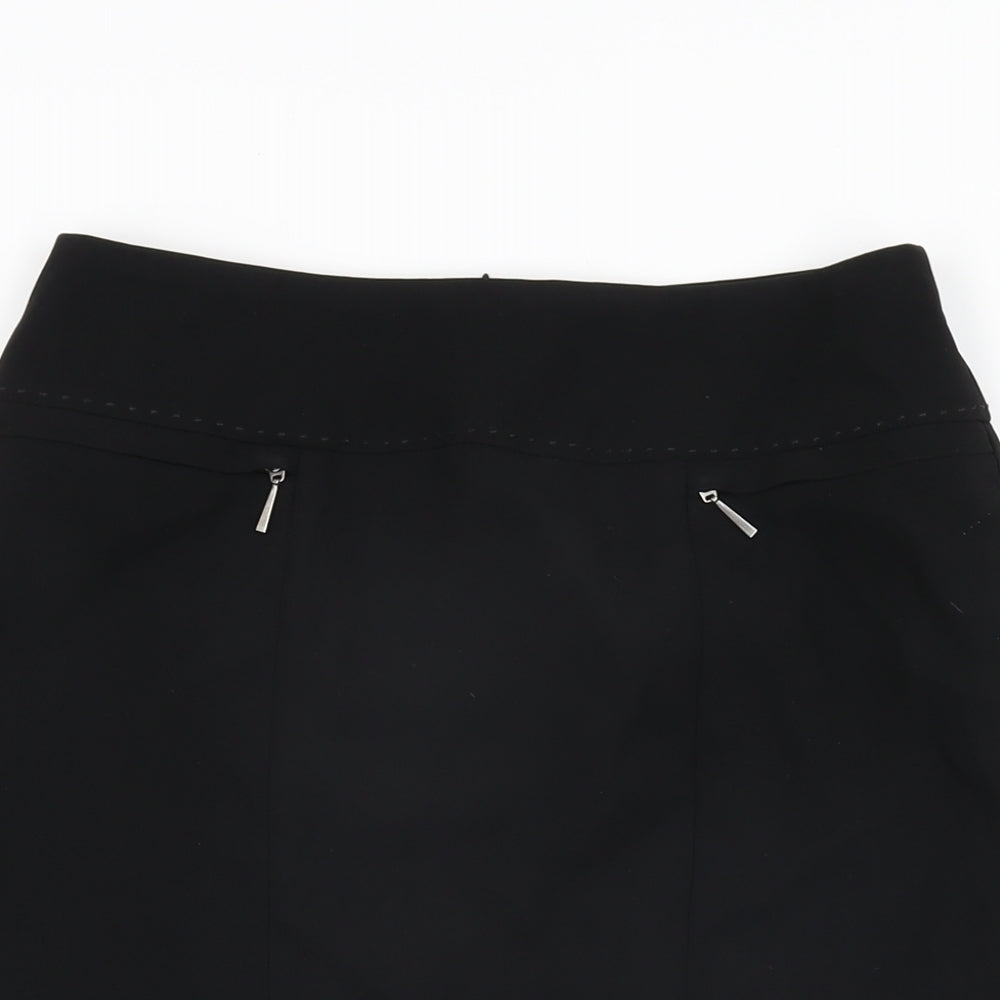 Marks and Spencer Womens Black Polyester Straight & Pencil Skirt Size 10 Zip