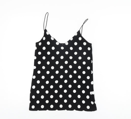 Blue Inc Womens Black Polka Dot Polyester Camisole T-Shirt Size 10 V-Neck