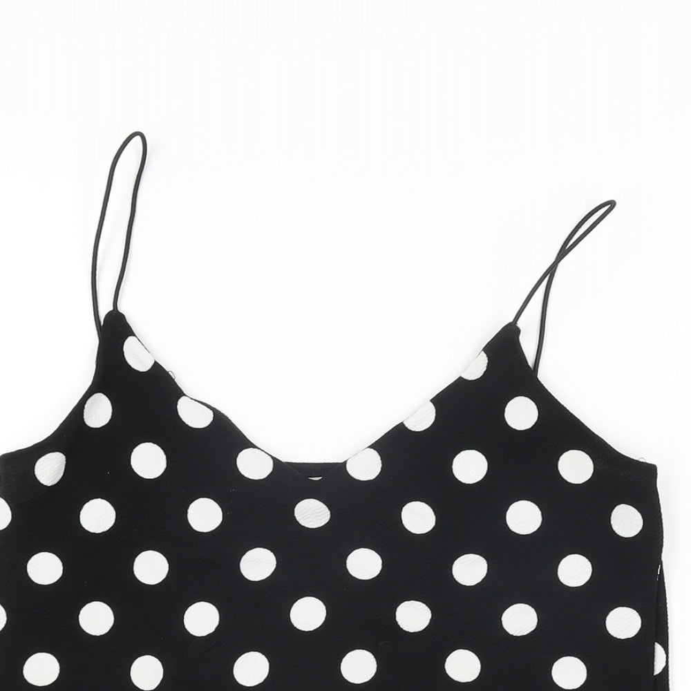 Blue Inc Womens Black Polka Dot Polyester Camisole T-Shirt Size 10 V-Neck