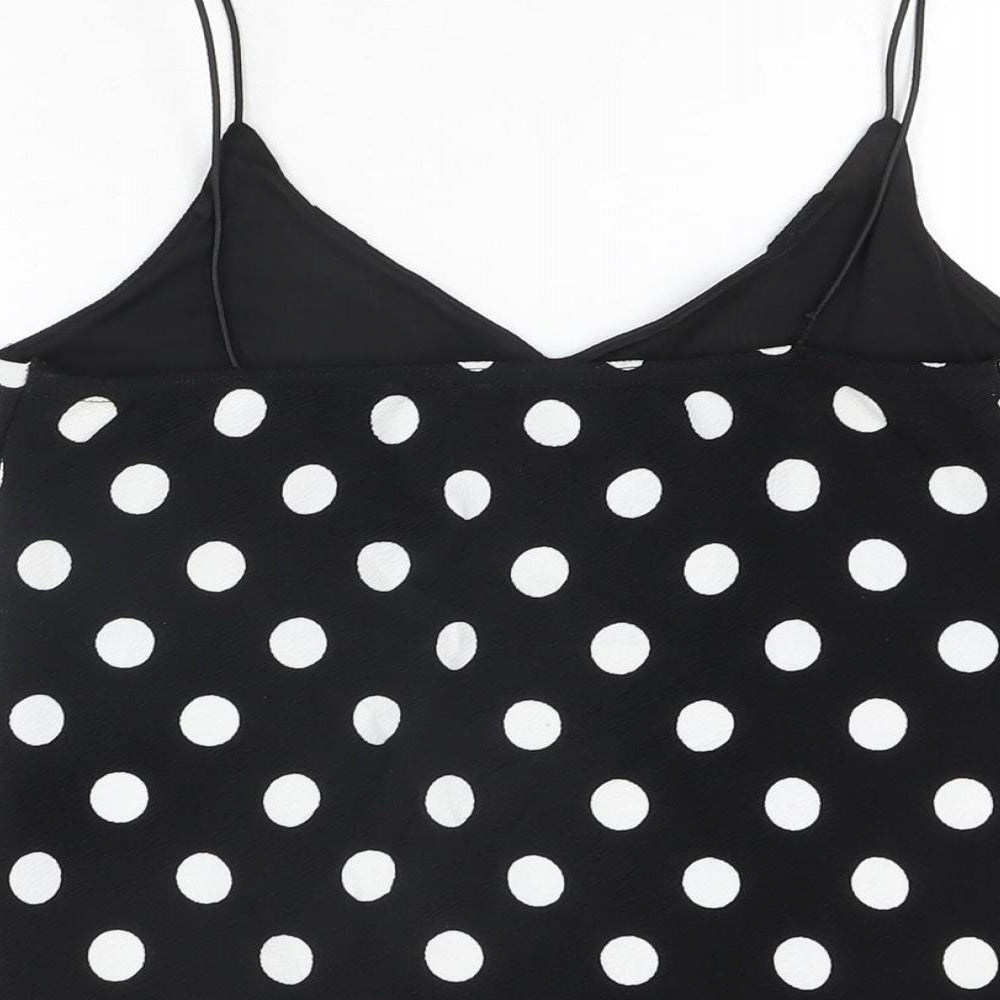 Blue Inc Womens Black Polka Dot Polyester Camisole T-Shirt Size 10 V-Neck