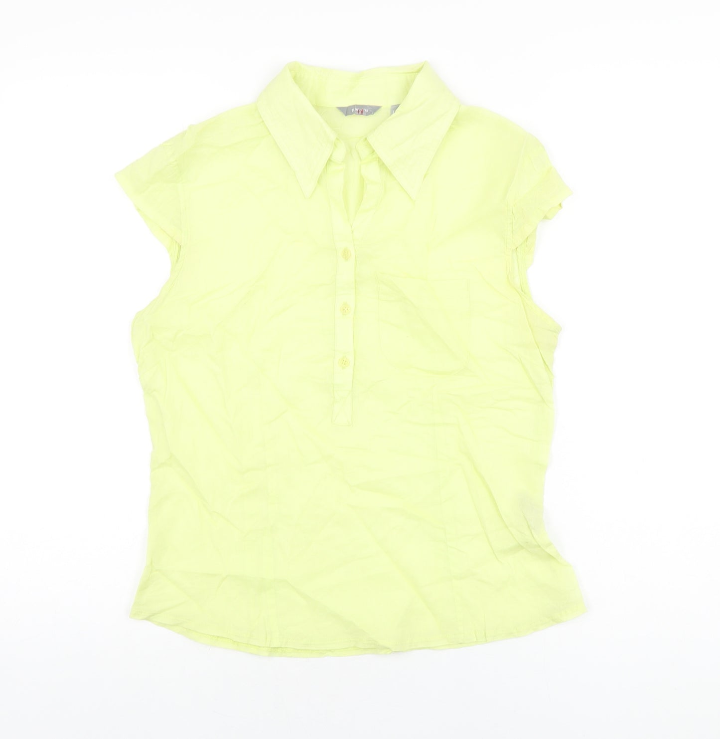 Per Una Womens Yellow Cotton Basic T-Shirt Size 10 Collared