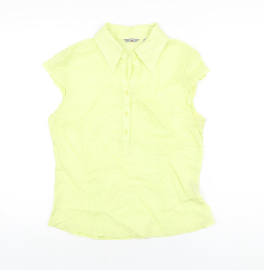 Per Una Womens Yellow Cotton Basic T-Shirt Size 10 Collared