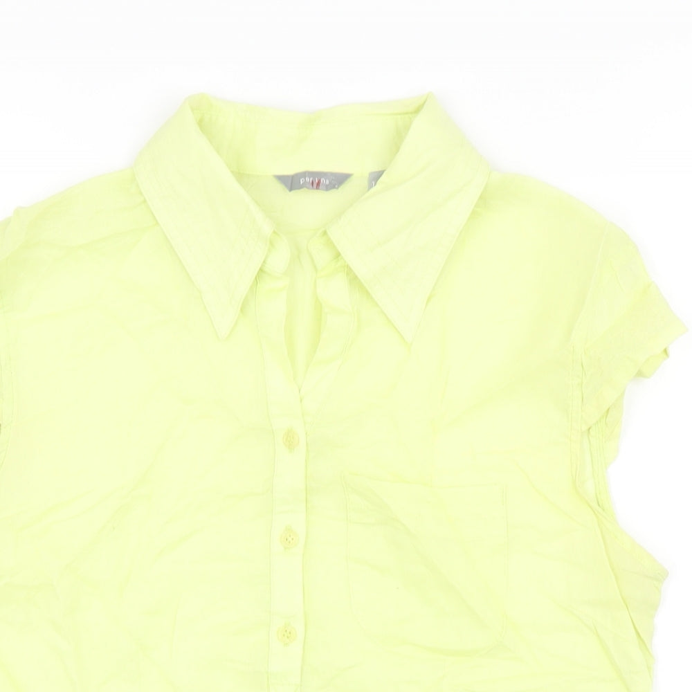 Per Una Womens Yellow Cotton Basic T-Shirt Size 10 Collared