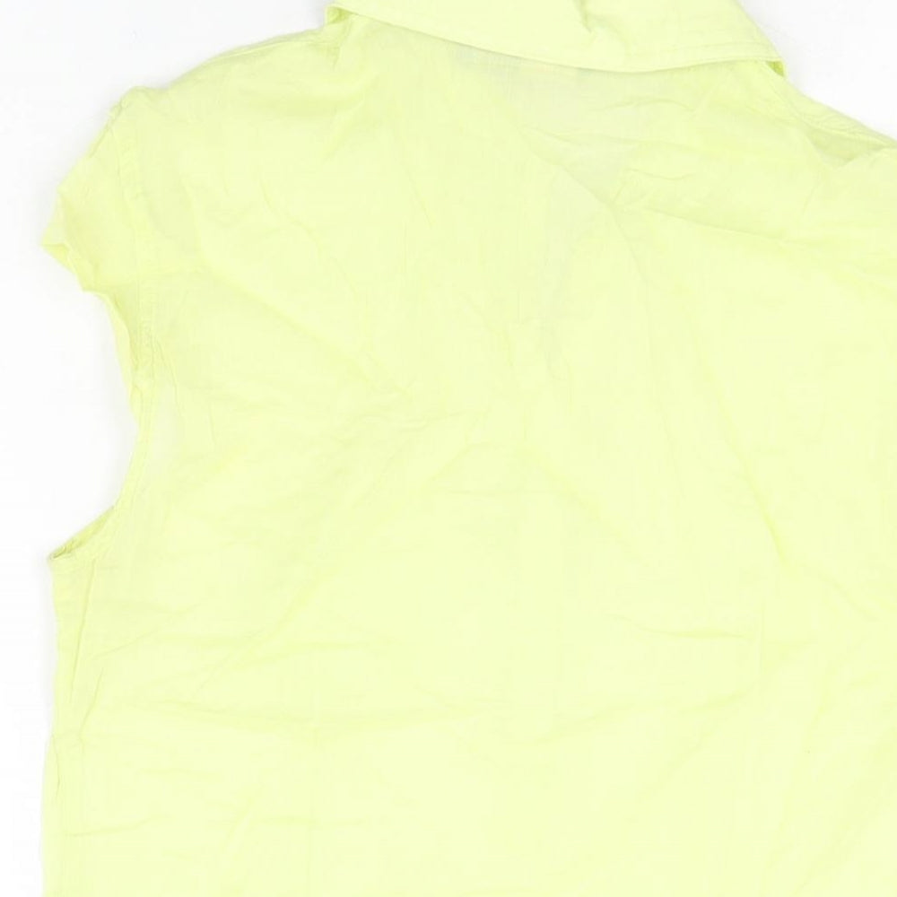 Per Una Womens Yellow Cotton Basic T-Shirt Size 10 Collared