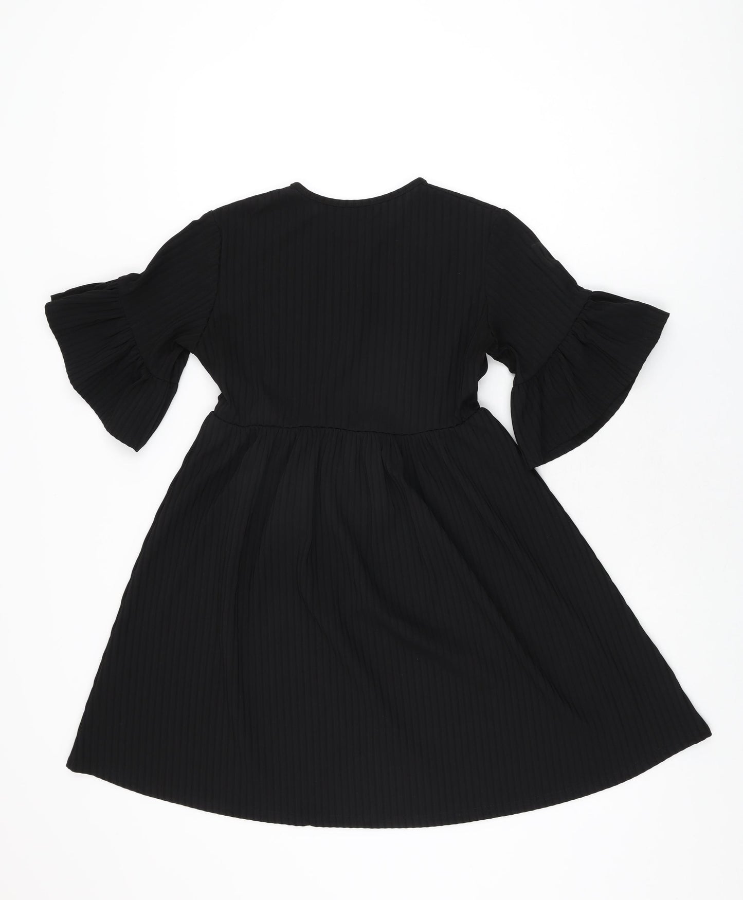 Boohoo Womens Black Polyester Skater Dress Size 6 Round Neck Pullover