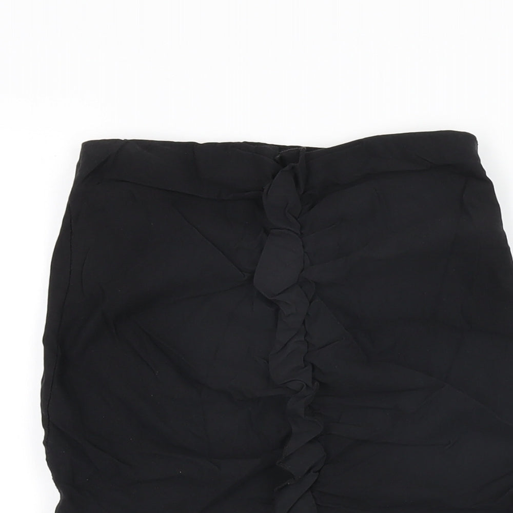 PRETTYLITTLETHING Womens Black Polyester Mini Skirt Size 10