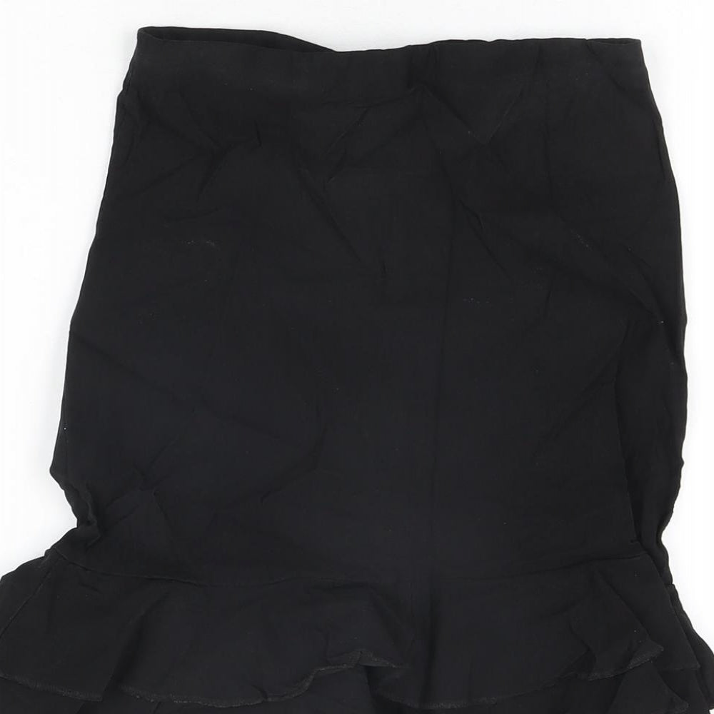 PRETTYLITTLETHING Womens Black Polyester Mini Skirt Size 10