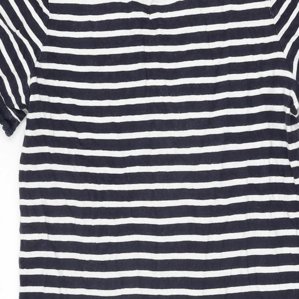 Boden Womens Blue Striped Cotton Shift Size 10 Round Neck Pullover