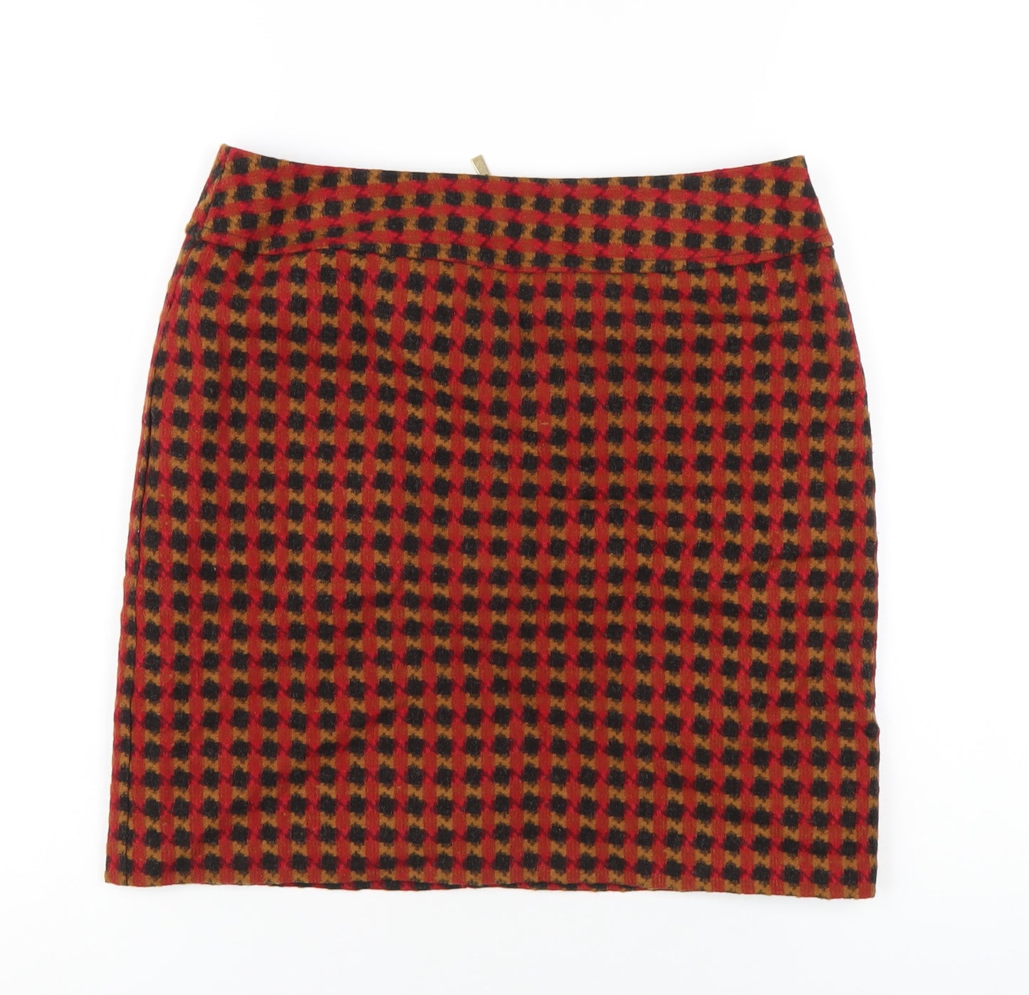 Marks and Spencer Womens Multicoloured Check Acrylic A-Line Skirt Size 10 Zip