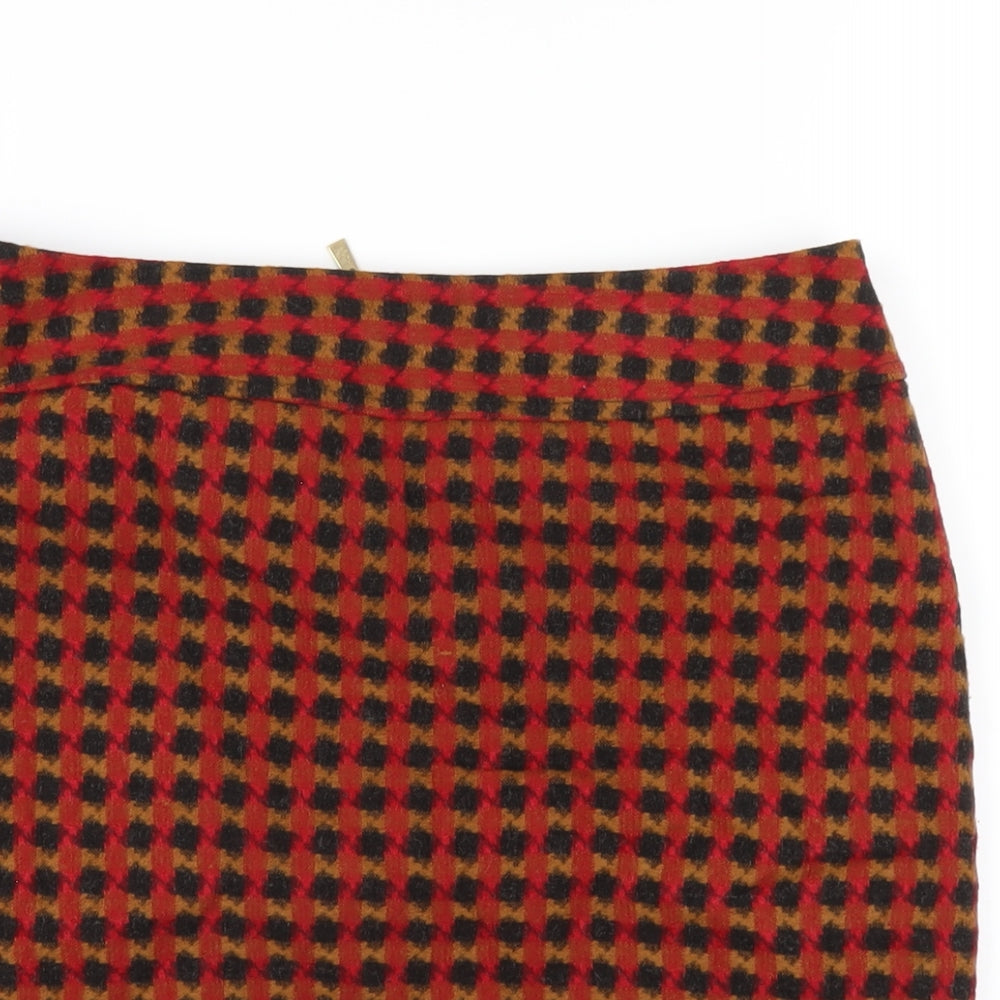 Marks and Spencer Womens Multicoloured Check Acrylic A-Line Skirt Size 10 Zip