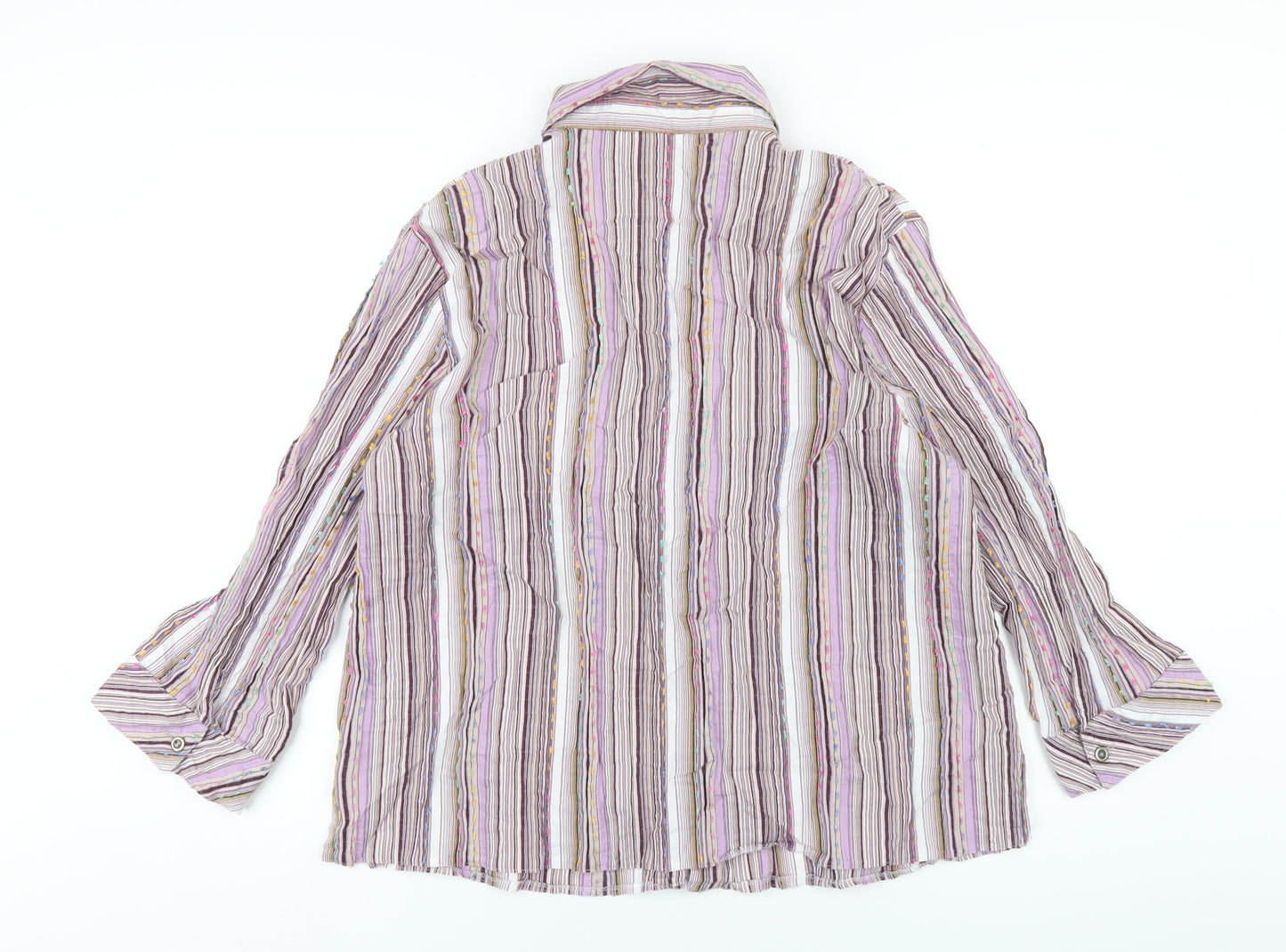 Afibel Womens Multicoloured Striped Cotton Basic Button-Up Size 20 Collared