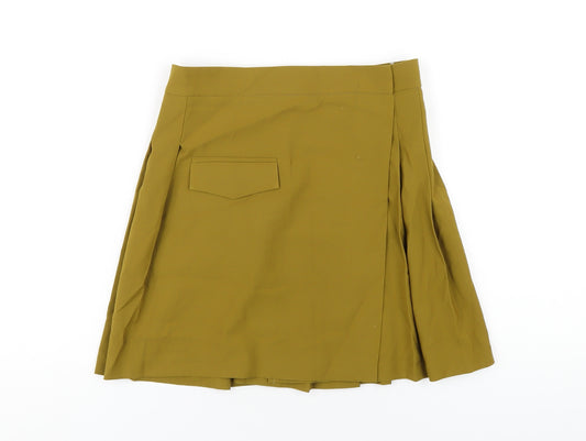 ASOS Womens Green Polyester Pleated Skirt Size 8 Button