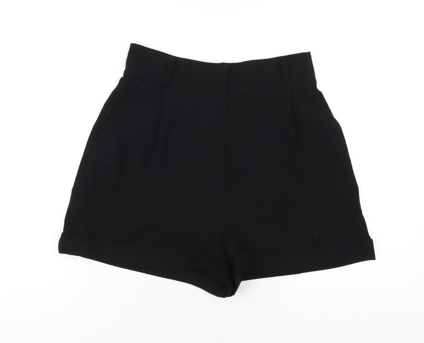 AllSaints Womens Black Polyester Basic Shorts Size M Regular Zip