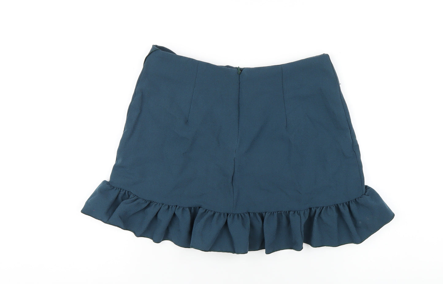 Boohoo Womens Blue Polyester Skort Skirt Size 10 Zip - Ruffle